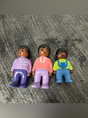 PLAYMOBIL 123 African American Family Figures Dad Mom Kid 3 pieces 1990 Geobra